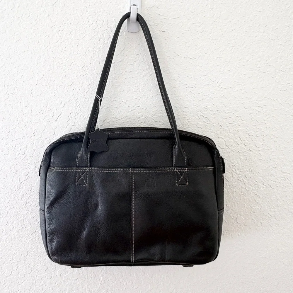 Giani Bernini Laptop Tote Bag Multi-Compartment‎ Leather, Womens Large Black